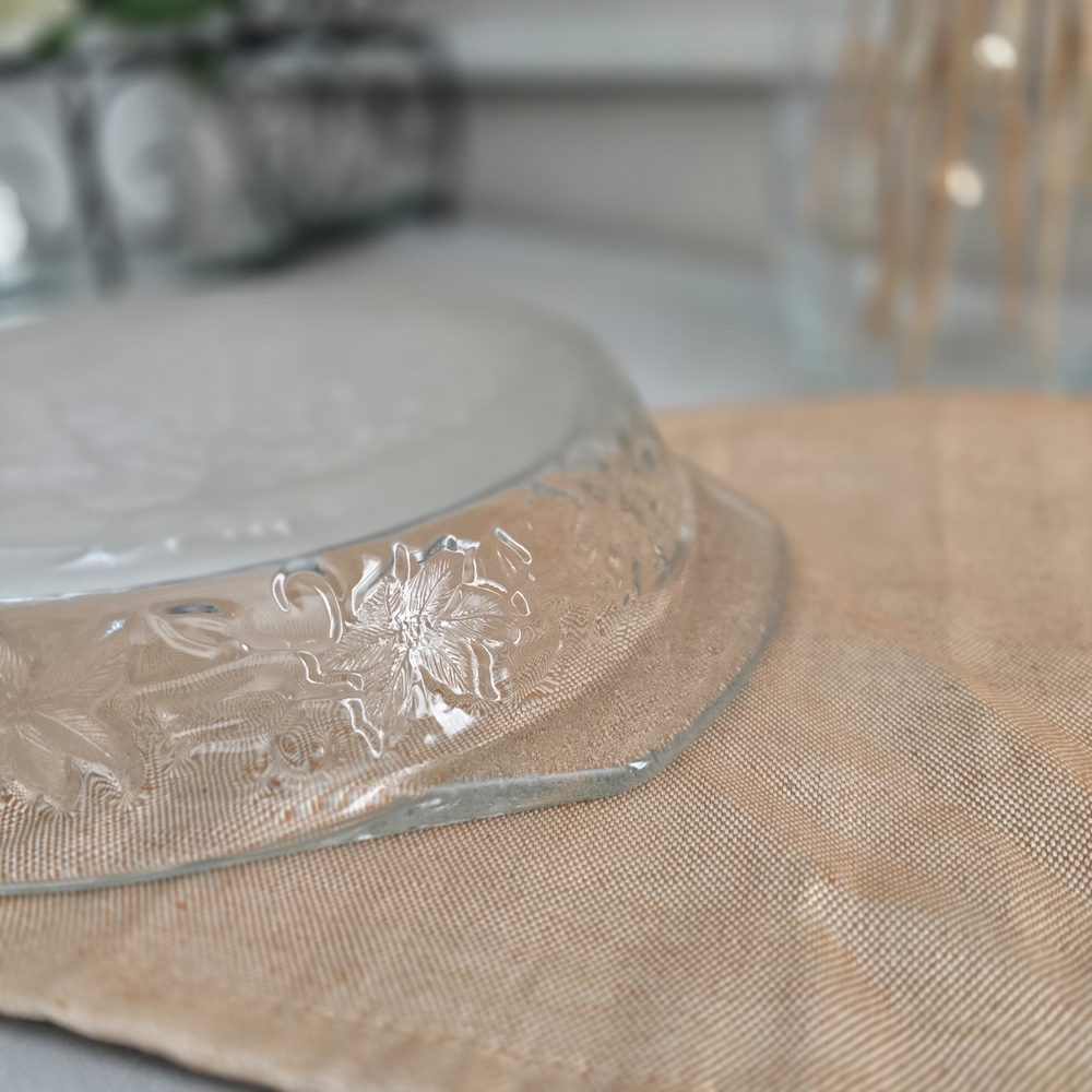 VTG Princess House Crystal Fantasia 9” Pie Plate #539 Poinsettia Glass Pie Plate - Picture 8 of 8